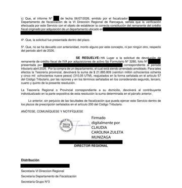 Resolución del SII que acoge la devolución, página 2