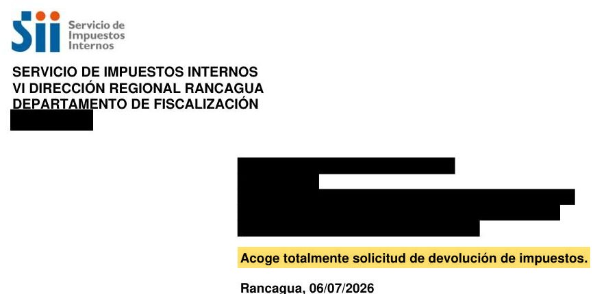 Resolución del SII: acoge totalmente la solicitud de devolución de impuestos